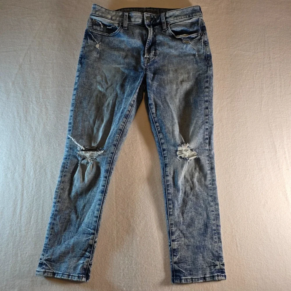 American Eagle Slim Taper Flex Distressed Jeans Mens 29x30 Blue Acid Wash Denim